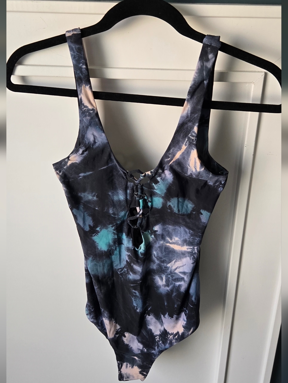 Unsubscribed Recycled nylon lace up one piece swimsuit